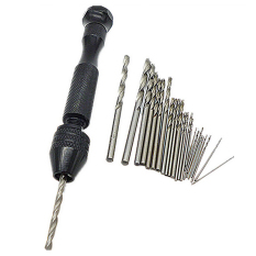 0.5mm-3mm W/ Aluminum Hand Drill Keyless Chuck 25pcs Mini Micro Twist Drill Bits