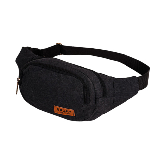 PERJALANAN MENDAKI GUNUNG BAHU BAG DOMPET PRIA TAS RANSEL KANVAS SABUK PINGGANG PINGGUL OLAHRAGA SANTAI HITAM
