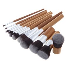 12 Piece Make up Makeup berus Brush Set Professional Bamboo Handle Premium Synthetic Kabuki Foundation Blending Blush Concealer Eye Face Liquid Powder Cream Cosmetics berus Brushes Kit With Bag (Intl)