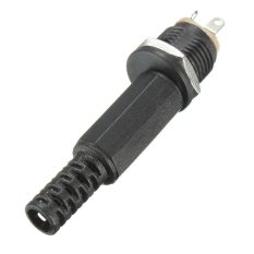 2.1 x 5.5mm Male Plug and Female Socket Panel Mount Jack DC Connector Adapter (Black)- Intl