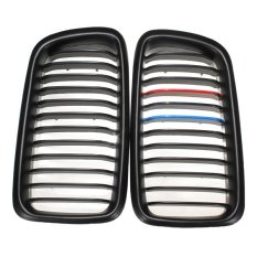 2 x Matte Black + M Color Wide Front Grilles For BMW E38 99-01 M Style 7 Series- Intl
