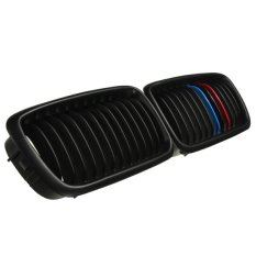 2 x Matte + M Color Wide Front Grilles for BMW E38 99-01 M Style 7 Series (Black) - Intl