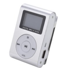 Best Mp3 Pod MP3 Player TF card with Small Clip Silver and LCD Screen - Silver