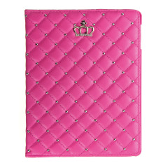 Crown Rivet Leather Case Stand Cover For Apple iPad 2/3/4 Rose