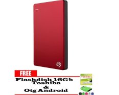 Seagate Backup Plus Slim 1TB - HDD - HD - Hardisk External 2.5 - Merah + Gratis Flashdisk 16Gb Toshiba + Otg Android(11x6x2)