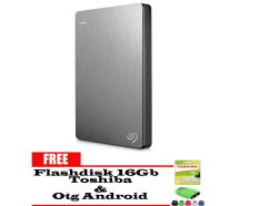 Seagate Backup Plus Slim 1TB - HDD - HD - Hardisk External 2.5 - Silver + Gratis Flashdisk 16Gb Toshiba + Otg Android