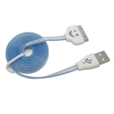 Taff Colorful Smiling Face Charging SYNC Data Cable untuk iPhone 4/4s 1m - Biru