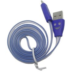 Taff Colorful Smiling Face Charging SYNC Data Micro USB Cable 1M - Biru