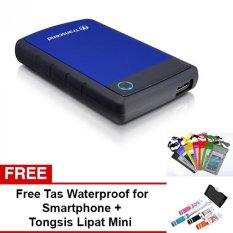 Transcend Harddisk Eksternal Antishock 25H3B 1TB - Biru + Gratis Tongsis Mini Lipat + Tas Waterproof for Smartphone