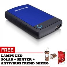 Transcend Harddisk Eksternal Antishock Triple Portection 25H3B - 1TB - Biru + Gratis Lampu LED Solar + Senter + Antivirus Trend Micro