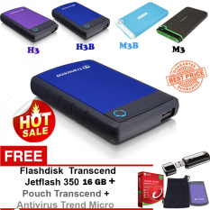 Transcend Hardisk Eksternal Antishock Triple Portection 1TB + Gratis Flashdisk Transcend 16GB + Pouch HDD + Anti Virus Trend Micro