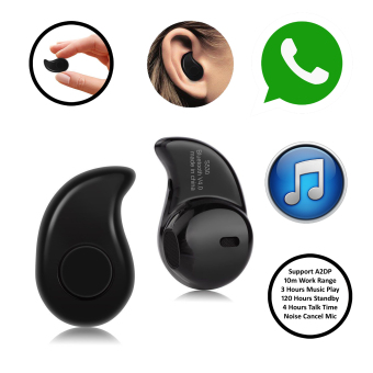 Ultra Small / Mini Wireless Bluetooth 2 Conect Stereo In-ear Earphone Headset Headphone for Android & iOs S530 - Hitam  
