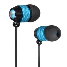 3.5mm Jack Metal In-Ear Remote Mic Headset Headphone Earphone Earbuds For Phones Blue (Intl)