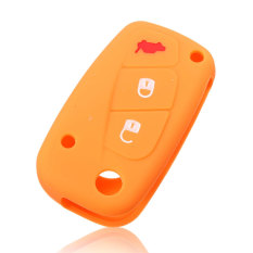 3 buttons Luminous Silicone car key case cover for FIAT Panda Stilo Punto Doblo Grande Bravo 500 Ducato Minibus 3 keychain Orange - Intl