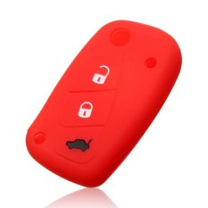 3 buttons Luminous Silicone car key case cover for FIAT Panda Stilo Punto Doblo Grande Bravo 500 Ducato Minibus 3 keychain Red (Intl)
