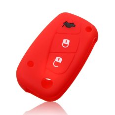 3 buttons Luminous Silicone car key case cover for FIAT Panda Stilo Punto Doblo Grande Bravo 500 Ducato Minibus 3 keychain Red - Intl