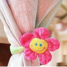 BUYINCOINS Colorful Smile Sunflower Plush Curtain Clasps Tie Holders Home Decoration - intl
