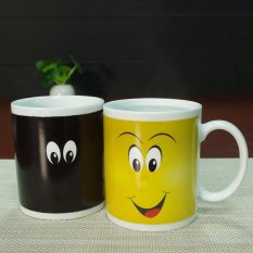 Creative Ceramics Face Color Changing Mug Magic Gift Yellow Smile