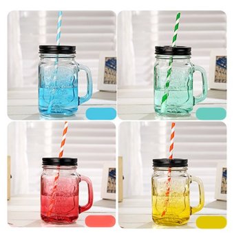 Henn's Gelas Mug Minum Kaca Warna 450ML
