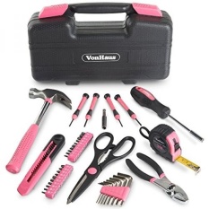 VonHaus Pink Homeowner Tool Set (39-piece) - General Household Hand Tools Kit