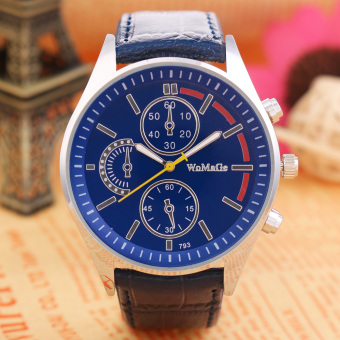 WoMaGe PU Leather Women's Quartz Analog Wristwatch (Blue)  