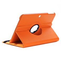4-in-1 Litchi Pattern PU Case Screen Guard + Stylus Pen + Cloth Set for Samsung Galaxy Tab 3 10.1 P5200 P5210 (Orange) - Intl
