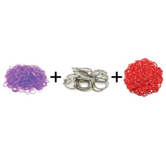 A1 Toys Paket Karet Refill Loom Bands Jelly Violet + Metalik Abu + Polkadot Merah Rainbow Loom