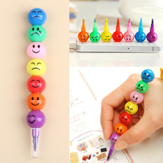 Fancytoy 1pcs New 7 Color Cute Stacker Swap Smile Face Crayons Children Drawing Pen