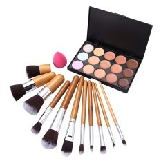 5 Colors Face Concealer Camouflage Cream 11PC Bamboo Brush Sponge Puff