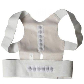 AIUEO Power Magnetic Posture Support Shoulder Back Belt Correct Rectify Flexible Comfortable Brace Portable Unisex size S - Putih  