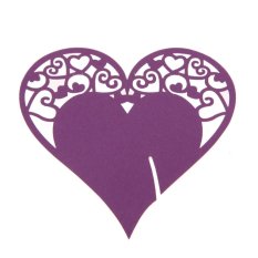 50PCS Fashion Heart-shaped Wine Glass Place Card Wedding Party Decor Purple - Intl