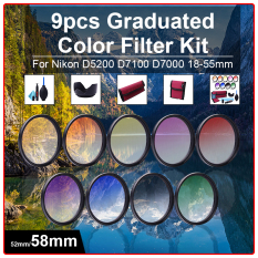 58mm 9pcs Grad Graduated Color Filter Kit + Cleaning Kit For DSLR Camera - Intl
