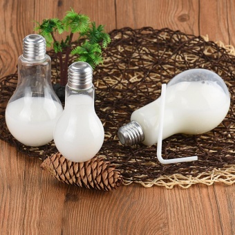 LED Glowing Bulb Water Bottle Brief Cute Milk Juice Light Bulbs Cup Leak-proof