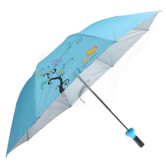 Wine Bottle Shaped Tree Pattern Folding Umbrella Anti-UV Sun Rain Umbrella (Blue)  