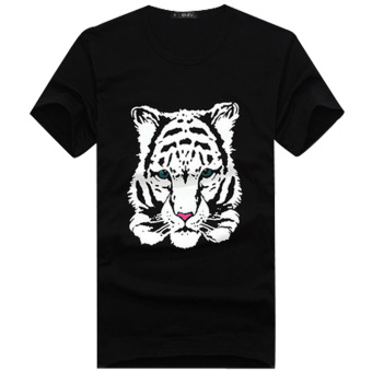 043 Men's Short Sleeve Tiger Printed T-shirts Black  