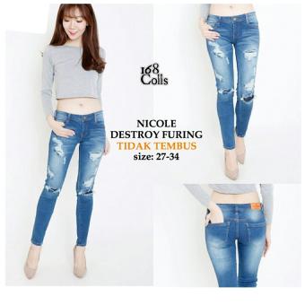 168 Colection Celana Reguler Nicole Distro Jeans Pant-Biru  