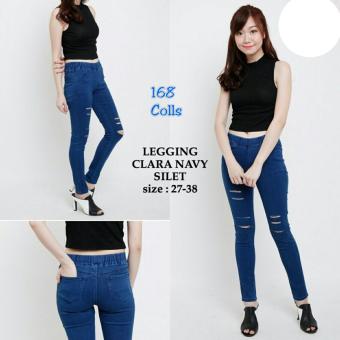 168 Collection Celana Big Clarissa Silet Jeans Pant-Navy  