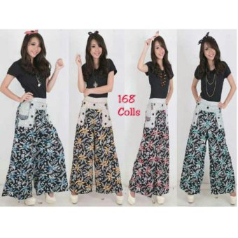 168 Collection Celana Pamela Kulot Batik Pant-Merah  