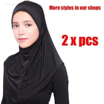 (2 pcs)Women Scarf muslim headscarf fashion headband Soft hijab - black - intl  