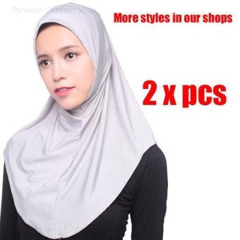 (2 pcs)Women Scarf muslim headscarf fashion headband Soft hijab - light-gray - intl  