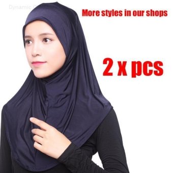 (2 pcs)Women Scarf muslim headscarf fashion headband Soft hijab - navy-blue - intl  