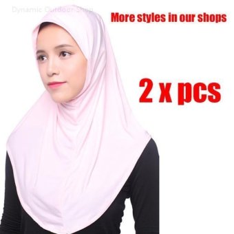 (2 pcs)Women Scarf muslim headscarf fashion headband Soft hijab - light-pink - intl  