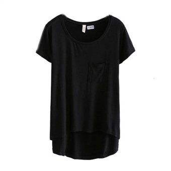 2015 New Womens Short Sleeve Irregular T-shirts (Black) (Intl)  