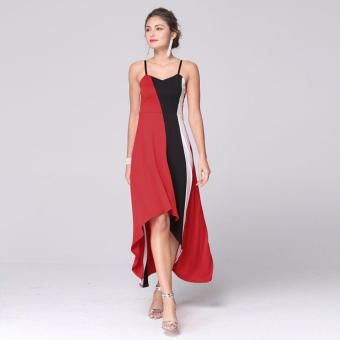 2016 Beach Long Dress Plus Size Spring Summer Women Dress Splice Stripe Sexy Dresses Casual Vintage Irregular Maxi Dress?red? - intl  