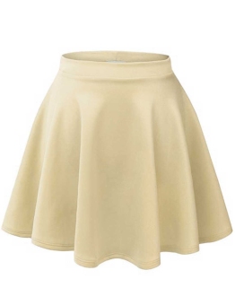 2016 Fashion beautiful ACEVOG Women Candy Color Elastic Waist Plain Skater A-Line Mini Skirt(Beige) - intl  