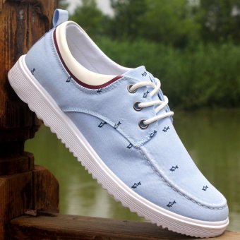 2016 fashion casual mens Shoes for men Formal Sport canvas shoes Breathable flats shoes(Blue)  