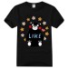 2016 Men/Teenage Sweet Cartoon Bear Print Pattern Short Sleeve T-Shirt Cute Tops Tees (Black)  