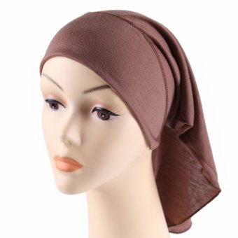 2016 new fashion Hot Sale Women's White Polyester Cotton Hijab Underscarf Caps Muslim Head Cover Scarf coffee  
