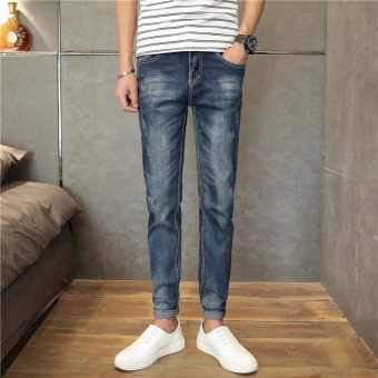 2016 New Jeans Men's Straight Slim Casual Pants Denim Jean Pants Skinny Trousers -blue - Intl  