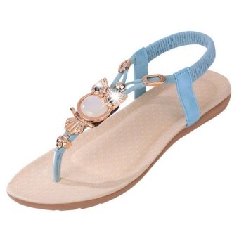 2016 Summer New Bohemian Sandals Flat with Owl Beaded Flat Thong Sandals  